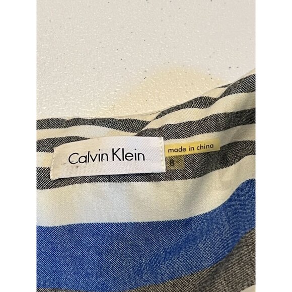 Calvin Klein Striped Sheath Dress Fully Lined Career Blue Gray Size 8P - Picture 7 of 9